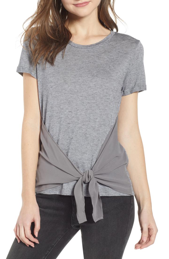 Women's Allsaints Yato Tie Front Tee - Grey