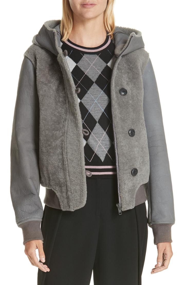 Women's Rag & Bone Meesha Genuine Shearling Jacket - Grey