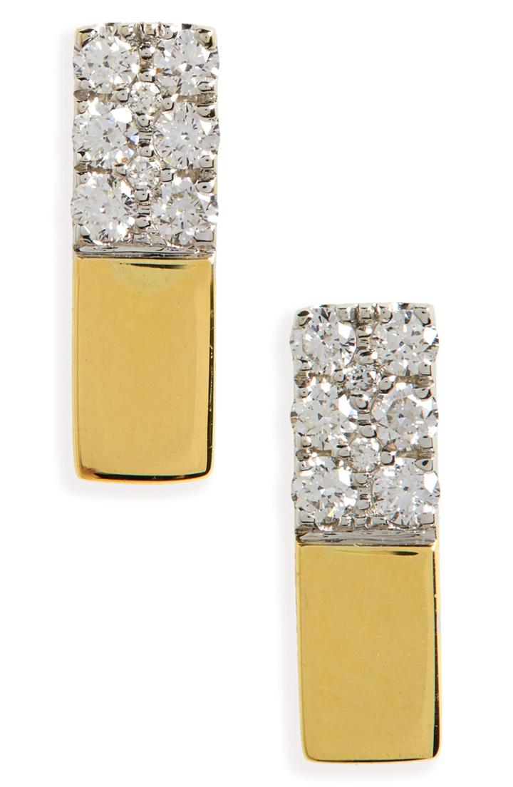 Women's Bony Levy Kiera Diamond & 18k Gold Bar Stud Earrings (nordstrom Exclusive)