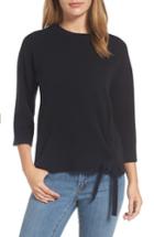 Women's Halogen Side Tie Wool And Cashmere Sweater, Size - Black