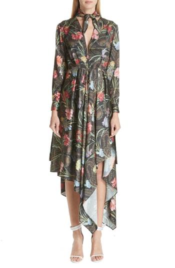 Women's Off-white Floral Foulard Neck Dress Us / 44 It - Black