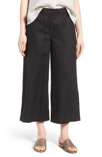 Women's Eileen Fisher Organic Linen Crop Pants - Black