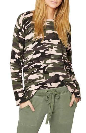 Women's Sanctuary Trixie Lace-up Camo Sweater - Pink