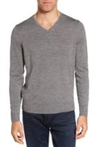 Men's Nordstrom Men's Shop V-neck Merino Wool Sweater - Grey