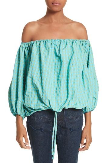 Women's Marques'almeida Off The Shoulder Gingham Top - Blue/green