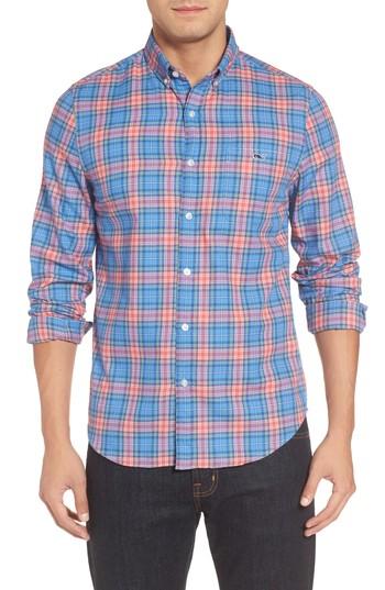 Men's Vineyard Vines Kingsley Park Slim Fit Plaid Sport Shirt - Blue