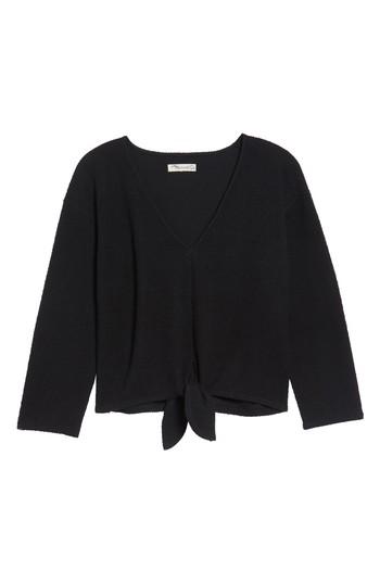 Women's Madewell Textured Tie Front Top - Black