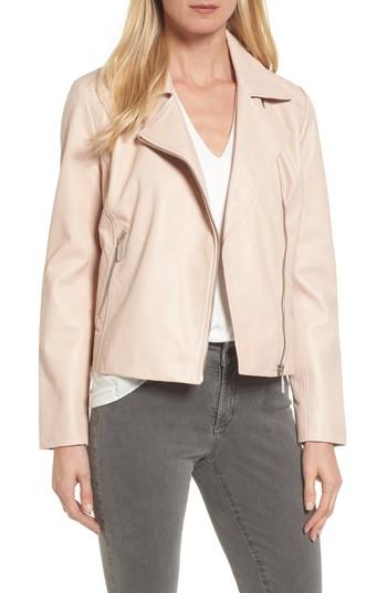 Women's Halogen Leather Moto Jacket - Grey