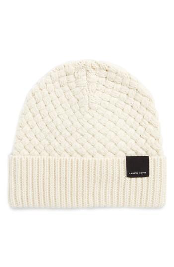Women's Canada Goose Merino Wool Basket Stitch Beanie - Ivory