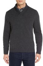 Men's Nordstrom Men's Shop Shawl Collar Cashmere Pullover, Size - Grey