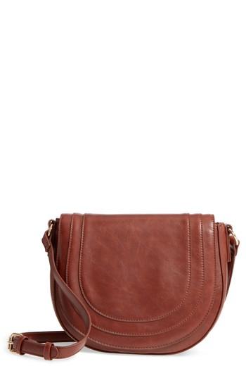 Sole Society Piri Faux Leather Saddle Bag - Brown