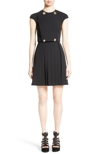 Women's Versace Collection Button Detail Pleated Dress Us / 48 It - Black