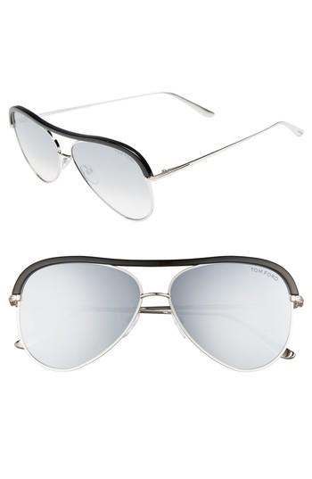 Women's Tom Ford Sabine 60mm Aviator Sunglasses - Shiny Palladium/ Gradient Pink