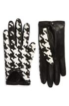 Women's Agnelle Braided Lambskin Leather Gloves .5 - Black
