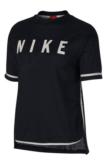Women's Nike Sportswear Short Sleeve Dri-fit Mesh Tee - Black