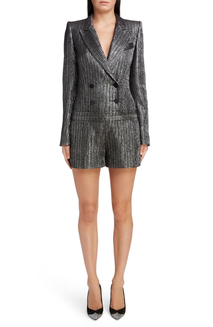Women's Isabel Marant Metallic Double Breasted Romper Us / 42 Fr - Metallic