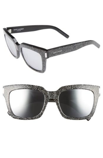 Women's Saint Laurent 'bold' 54mm Sunglasses - Glitter Gold/ Silver/ Grey