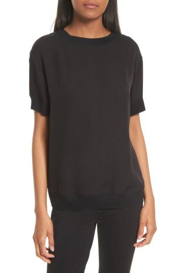 Women's Vince Rib Trim Silk Tee