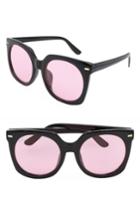 Women's Nem Melrose 55mm Square Sunglasses - Black W Pink Half Tint Lens