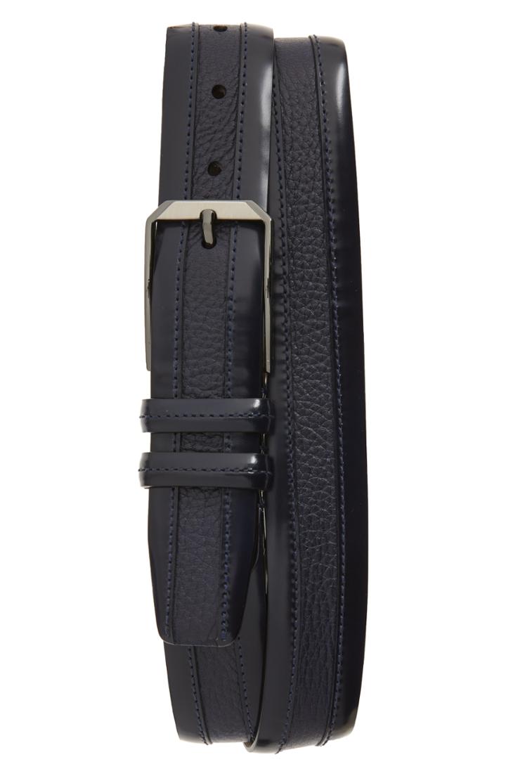Men's Mezlan Leather & Deerskin Belt - Blue