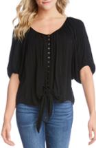 Women's Karen Kane Tie Front Button Top - Black