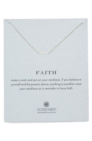 Women's Dogeared 'reminder - Faith' Sideways Cross Pendant Necklace