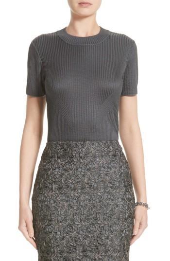 Women's St. John Collection Matte Shine Knit Top - Grey