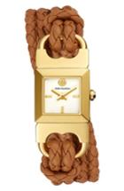 Women's Tory Burch Gemini Link Square Leather Strap Watch, 18mm