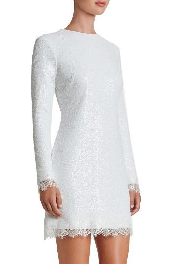 Women's Dress The Population Kate Lace Trim Sequin Dress - White
