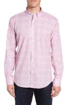 Men's Bugatchi Shaped Fit Crosshatch Sport Shirt - Pink