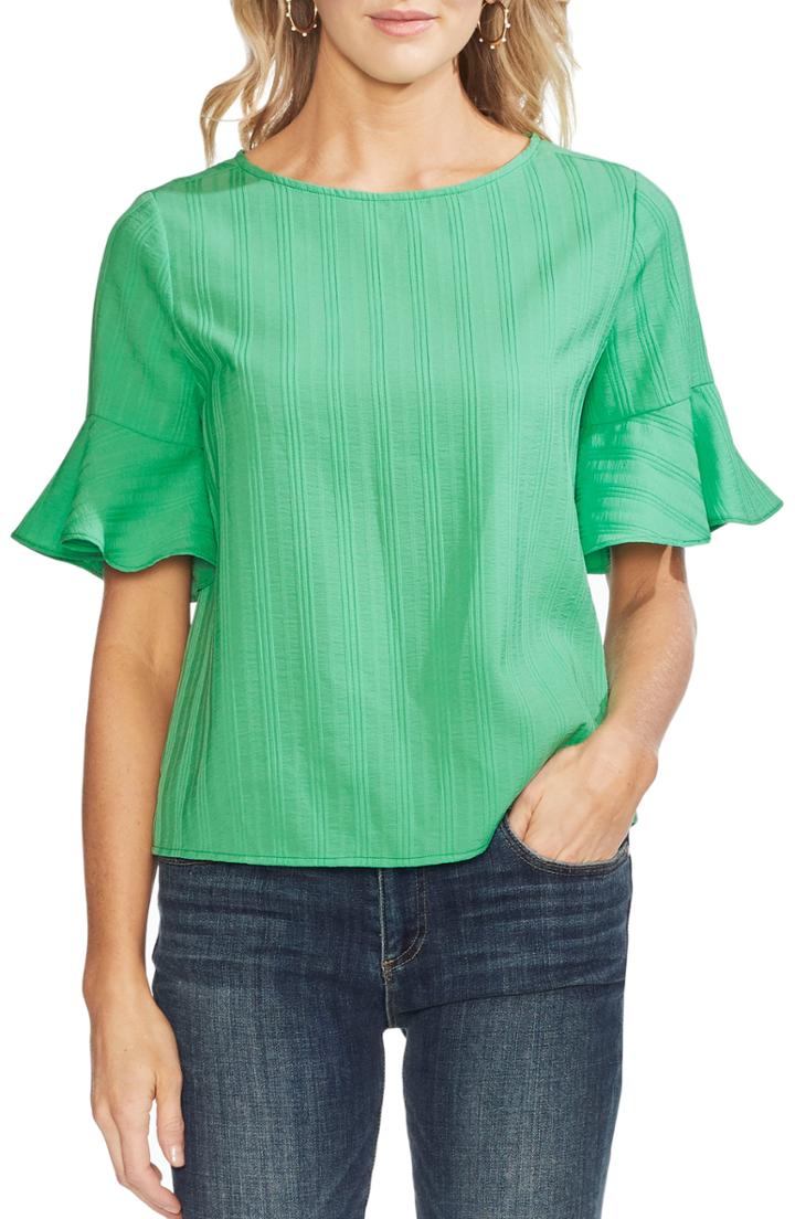 Women's Vince Camuto Stripe Ruffle Sleeve Top - Green