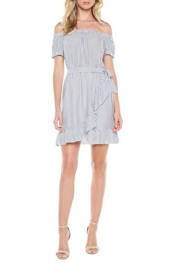 Women's Bardot Bobbi Off The Shoulder Stripe Dress - Blue