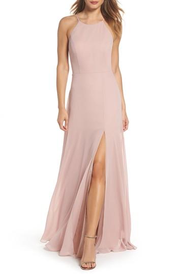 Women's Jenny Yoo Kayla A-line Halter Gown - Pink