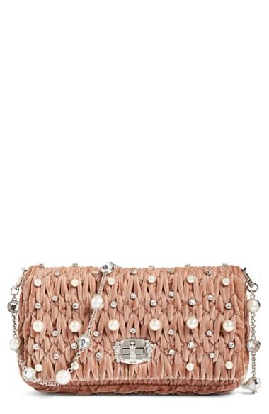Miu Miu Velluto Crystal Embellished Crossbody Clutch -
