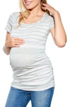 Women's Maternal America Ruched Maternity/nursing Tee - Grey