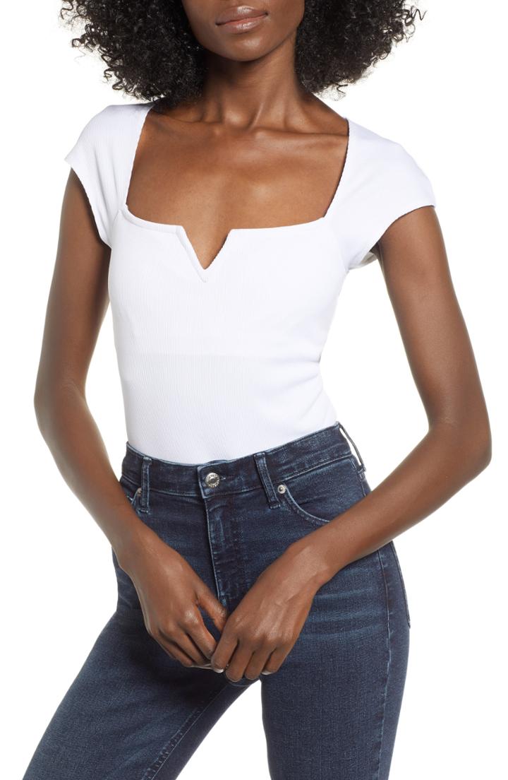 Women's Leith Cap Sleeve Bodysuit, Size - White