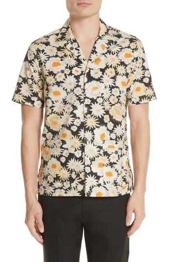 Men's Burberry London Jude Floral Print Shirt - Black