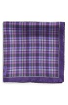 Men's Robert Talbott Plaid Silk Pocket Square, Size - Purple