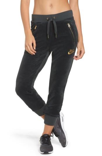 Women's Nike Velour Drawstring Capri Pants - Green