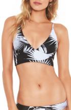 Women's L Space Shadow Palm Olivia Longline Bikini Top, Size D - Black