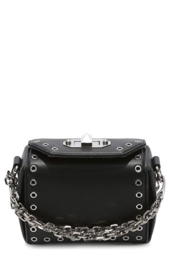 Alexander Mcqueen Mini Box Grommet Leather Bag - Black