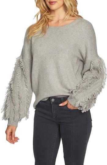 Women's 1.state Fringe Sleeve Sweater - Grey