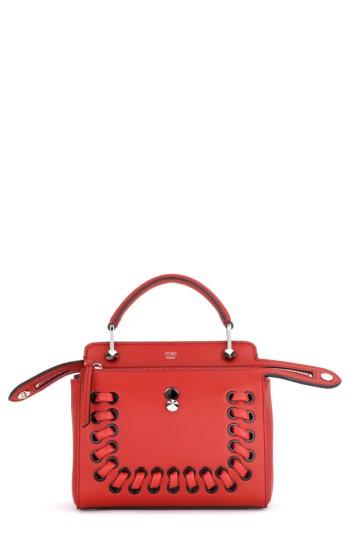 Fendi Dotcom Click Lace-up Leather Satchel -