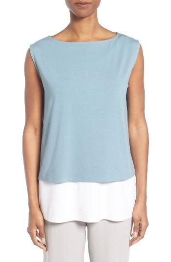 Women's Eileen Fisher Bateau Neck Jersey Tank - Blue