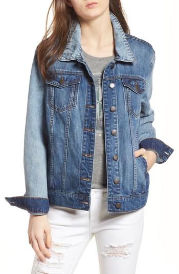 Women's Sts Blue Oversize Colorblock Denim Jacket - Blue