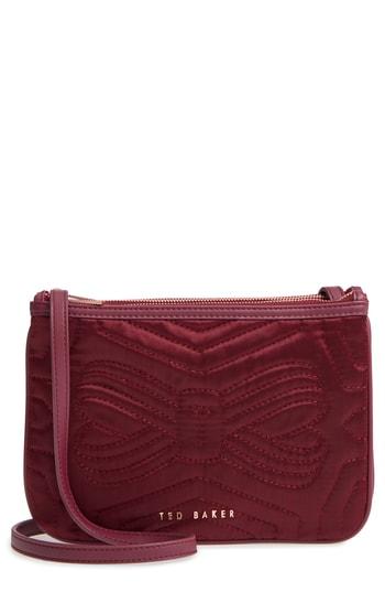 Ted Baker London Quilted Bow Crossbody Bag - Burgundy