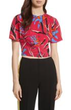 Women's Diane Von Furstenberg Pintuck Print Silk Crop Top - Pink