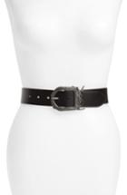 Women's Saint Laurent Monogram Leather Belt - Noir