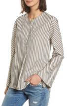Women's Madewell Stripe Flare Sleeve Shirt, Size - White