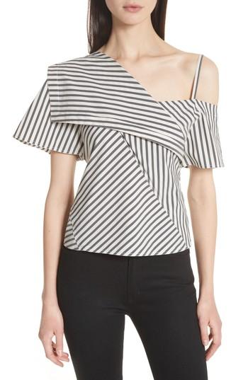 Women's Theory Brys Stripe Foldover Top - Black